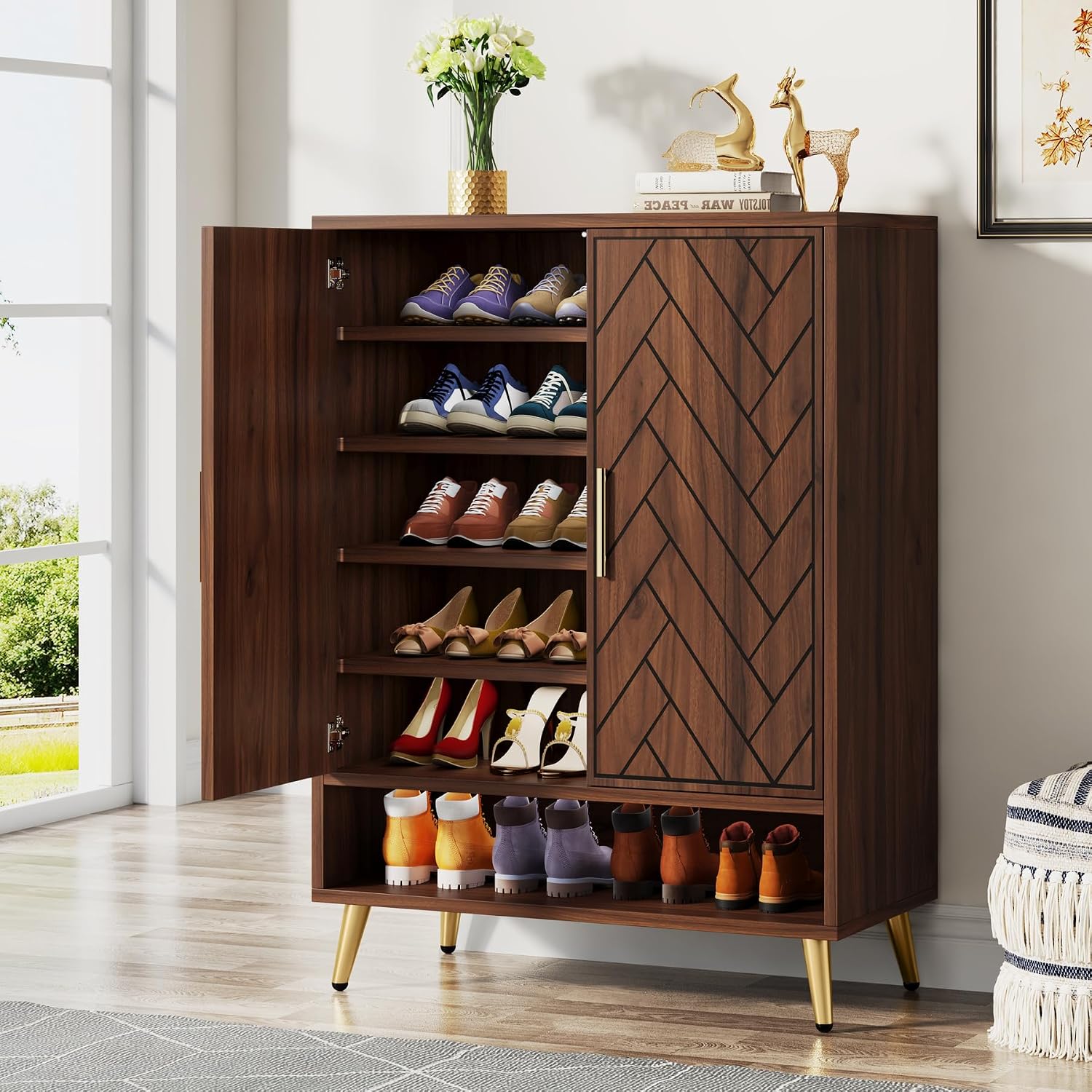 Woodworking Shoes - Lemari Sepatu 6 Tingkat Dengan Pintu,