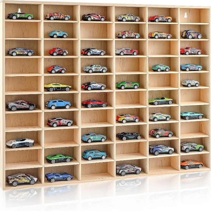 Woodworking Show - Kotak Penyimpanan Figur Kayu Multi-Grid, Lemari