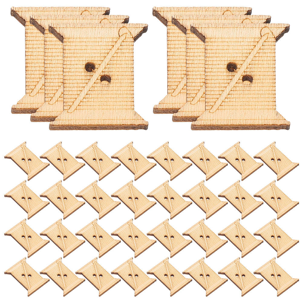 Woodworking Crafts - 100Pcs Kartu Gulung Benang Bordir Kayu,