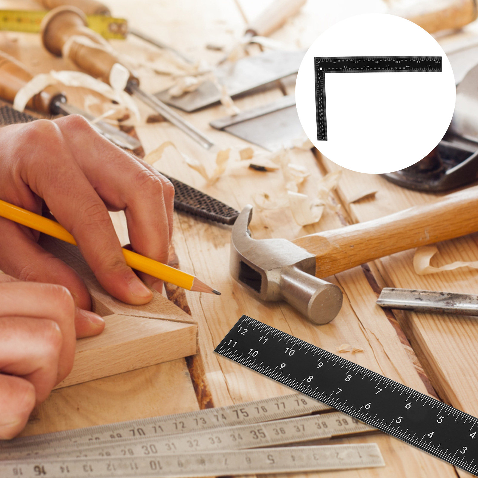 Woodworking Crafts - Penggaris Baja Profesional Bentuk L, Alat