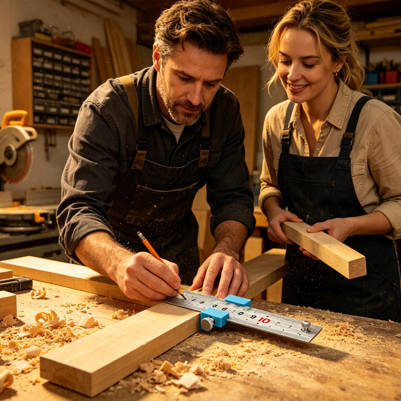 Woodworking Ruler - Alat Pertukangan Kayu, Penggaris Pertukangan, Alat